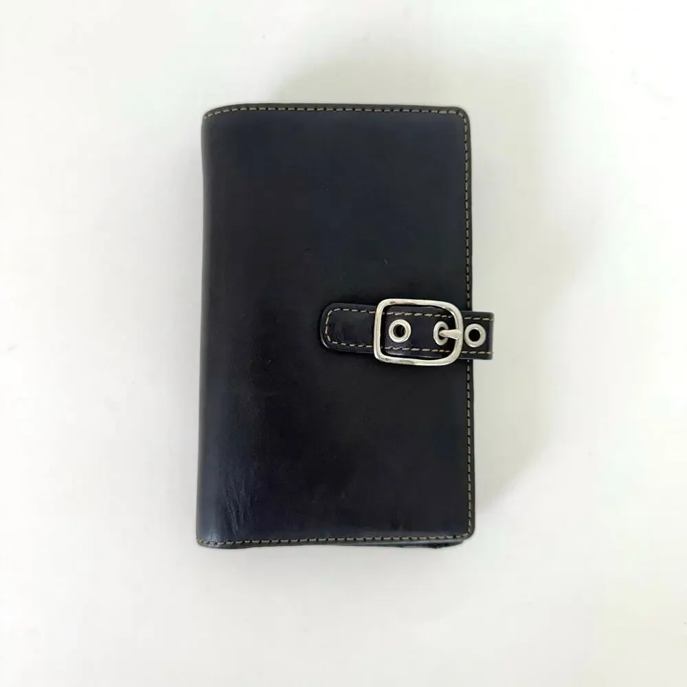 Coach Vintage Buckle Bifold Wallet Organizer Cardholder Black Leather